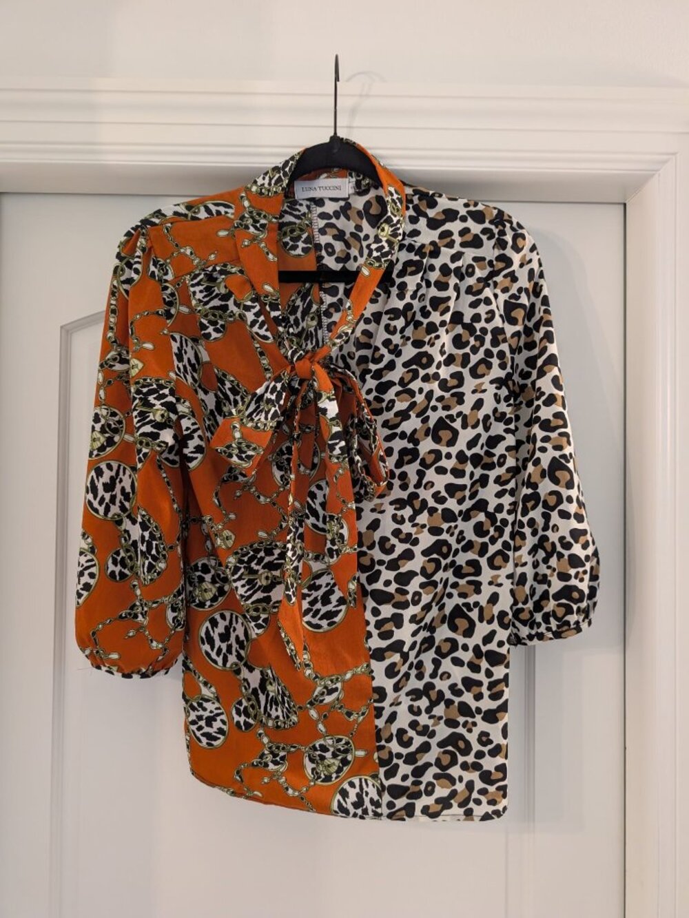 Luna Tuccini Womens Tie Front Blouse Animal Print & Multi Size small